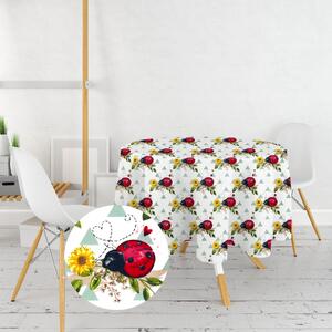 Ervi bavlněný ubrus na stůl kulatý - berušky a slunečnice