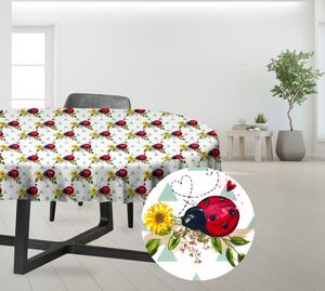 Ervi bavlněný ubrus na stůl oválný - berušky a slunečnice