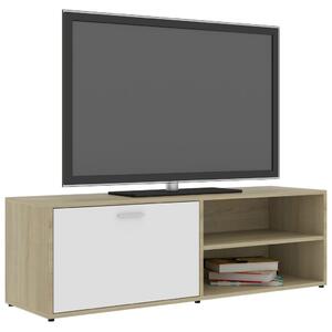 TV stolek Macq - bílý a dub sonoma | 120x34x37 cm