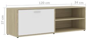 TV stolek Macq - bílý a dub sonoma | 120x34x37 cm