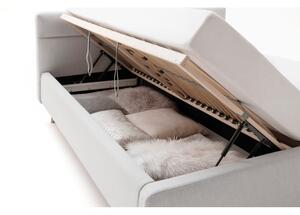 Světle šedá čalouněná dvoulůžková postel s úložným prostorem s roštem 180x200 cm Lotte – Meise Möbel
