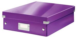 Fialový kartonový úložný box s víkem 28x37x10 cm Click&Store – Leitz