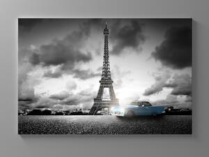 Liox Obraz Eiffelova vež a retro auto Rozměr: 40 x 25 cm