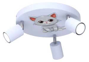 Dětské bodové svítidlo FUN 3xGU10/8W/230V modrá/kočka