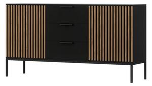 Komoda MEORATI 150x40 cm, černá/dub artisan