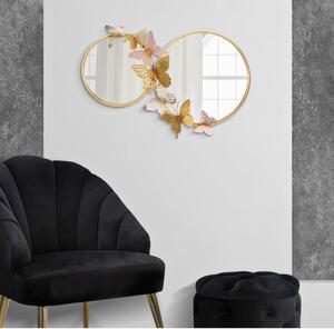 Nástěnné zrcadlo v růžovo-zlatém dekoru Mauro Ferretti Farfalle, 81 x 52,5 cm