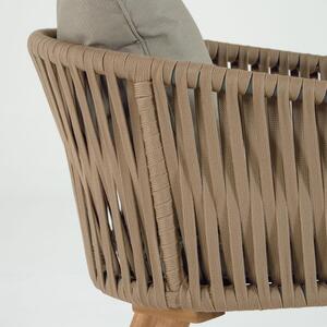 Zahradní židle z akáciového dřeva s béžovým polstrováním Kave Home Hemilce