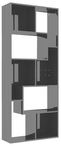 Knihovna Stepney - dřevotříska - 67x24x161 cm | černá s vysokým leskem
