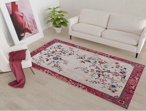 Červeno-krémový pratelný koberec běhoun 200x80 cm - Vitaus