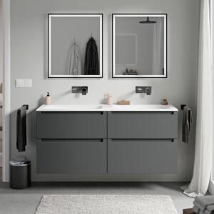 Koupelnová skříňka VIREO 120 cm s dvojumyvadlem z minerálního odlitku CREAM