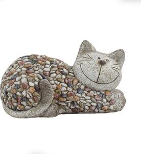 Zahradní dekorace Kočka s kamínky, 32 x 18 x 18 cm