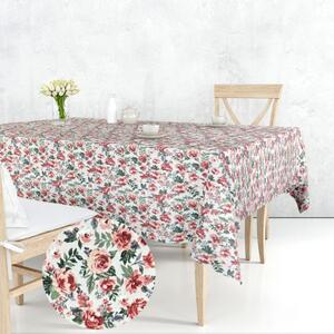 Ervi bavlněný ubrus na stůl čtvercový - Kvetoucí růže červené