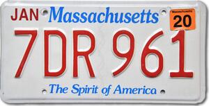 Americká SPZ Massachusetts - The Spirit of America
