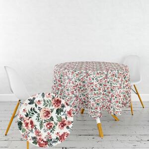 Ervi bavlněný ubrus na stůl kulatý - Kvetoucí růže červené