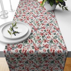 Ervi bavlněný běhoun na stůl - Kvetoucí růže červené