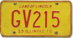 Americká SPZ Illinois Yellow GV 1970