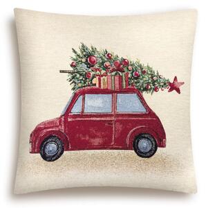 Vánoční povlak na polštář s motivem Vánoční auto 45x45 cm