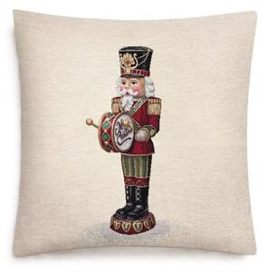 Vánoční povlak na polštář s motivem Louskáček s bubnem 45x45 cm