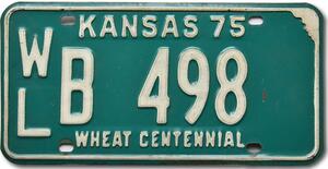 Americká SPZ Kansas 1975 Green WLB 498