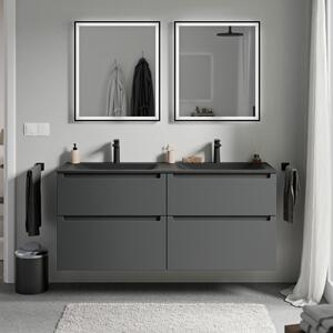 Koupelnová skříňka VIREO 120 cm s dvojumyvadlem z minerálního odlitku CREAM