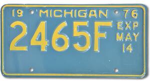 Americká SPZ Michigan Blue 2465F