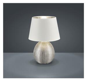 Bílá stolní lampa z keramiky a tkaniny Trio Luxor, výška 35 cm