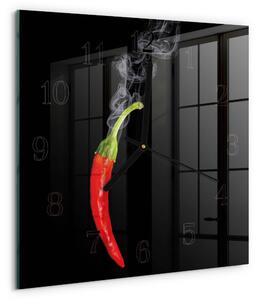 Skleněné hodiny na stěnu Chilli paprička zskc-30x30-00183173