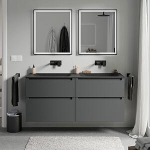 Koupelnová skříňka VIREO 120 cm s dvojumyvadlem z minerálního odlitku CREAM