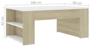 Konferenční stolek Mitchell - 100x60x42 cm | bílý a dub sonoma