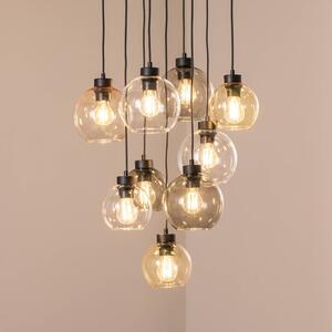 TK Lighting Závěsné světlo Cubus Mix, Ø 58 cm, 9-bodové, vícebarevné, sklo, E27, stmívatelný, Vícebarevná, Obývací pokoj / jídelna, Sklo