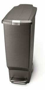 Pedálový odpadkový koš Simplehuman – 40 l, úzký, šedý plast