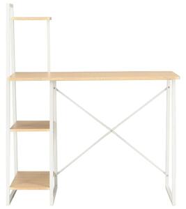 Psací stůl Kingsford s poličkami - bílý a dubový odstín | 102x50x117 cm