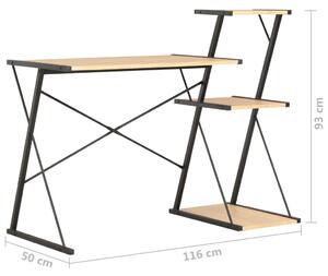 Psací stůl Moncur s poličkami - černý a dubový odstín | 116x50x93 cm