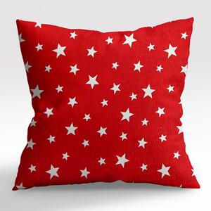 Ervi povlak na polštář bavlněný - hvězdičky na červeném