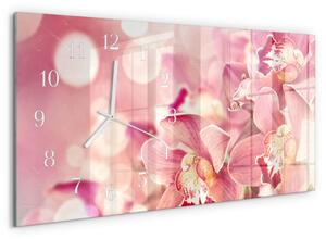 Skleněné hodiny horizontální Orchideje zsppb-60x30-00295278