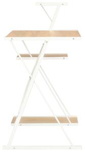 Psací stůl Moncur s poličkami - bílý a dubový odstín | 116x50x93 cm