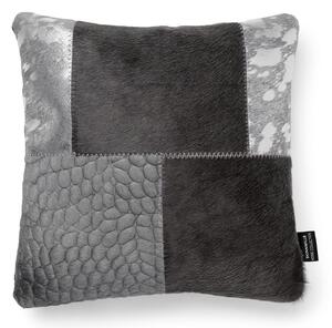 Skinnwille Home Collection Polštář z hovězí kůže Resty, stříbrno-šedý, 45x45 cm