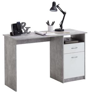 Psací stůl s 1 zásuvkou Sallisbury - betonově šedý a bílý | 123x50x76,5 cm
