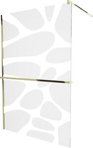MEXEN - Kioto+ zástěna sprchová s poličkou a držákem na ručníky, 70 x 200 cm, transparentní/bílá 8 mm, zlatá - 800-070-121-50-97