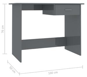 Psací stůl Rouh - šedý s vysokým leskem | 100x50x76 cm