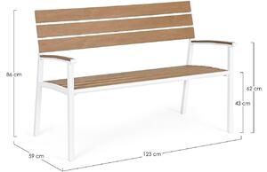 Bílá plastová zahradní lavice Bizzotto Isak 123 cm