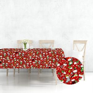 Ervi bavlněný ubrus na stůl obdélníkový - Vánoční ponožky červené