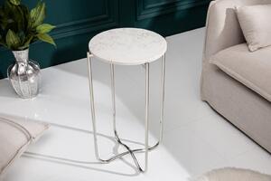 Příruční stolek NOBL 38 cm - bílá, stříbrná - INV