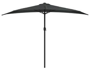 Slunečník na balkon hliníková tyč antracitový 300x155cm půlkruh