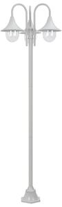 Zahradní sloupová lampa 3 ramena E27 220 cm hliník bílá