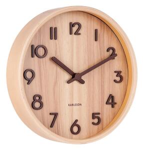 Světle hnědé nástěnné hodiny z lipového dřeva Karlsson Pure Small, ø 22 cm