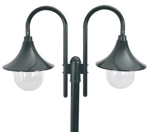 Zahradní sloupová lampa 2 ramena E27 220 cm hliník tmavě zelená