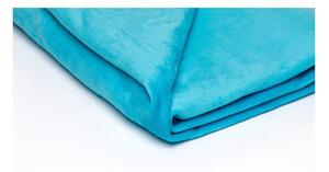 Tyrkysově modrá mikroplyšová deka My House, 150 x 200 cm
