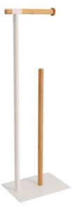 Stojan na toaletní papír White Bamboo, bílá/s dřevěnými prvky