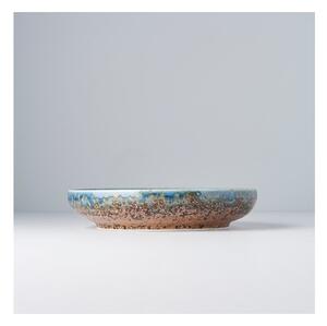 Béžovo-modrý keramický talíř se zvednutým okrajem MIJ Earth & Sky, ø 22 cm